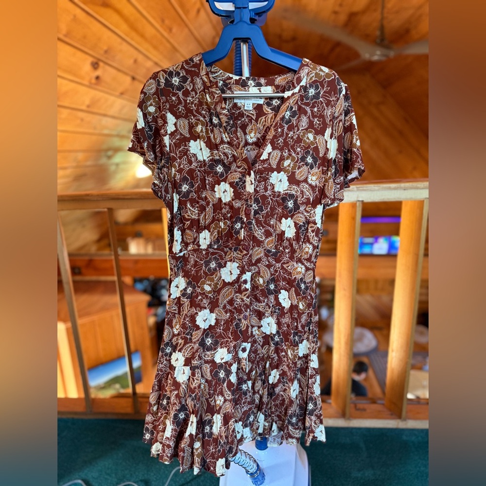 Idyllwind Floral Brown and White Dress